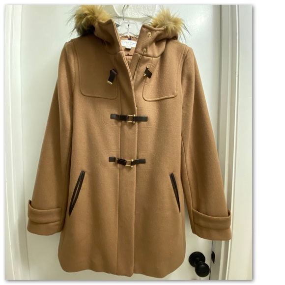 Cole Haan Tan Pea Coat with Hood and Wool Blend Fabric - Picture 2 of 6